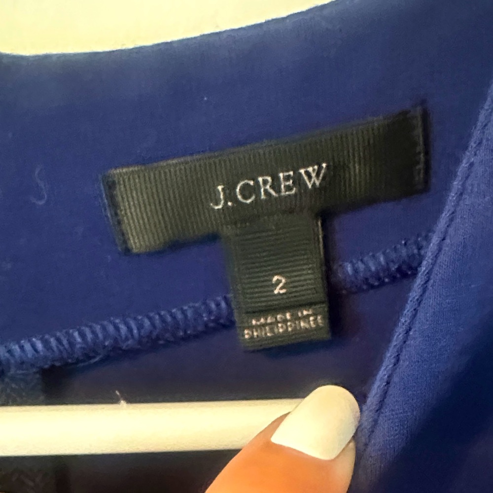J. Crew Solid Blue Structured Knit Zip Sheath Dre… - image 3